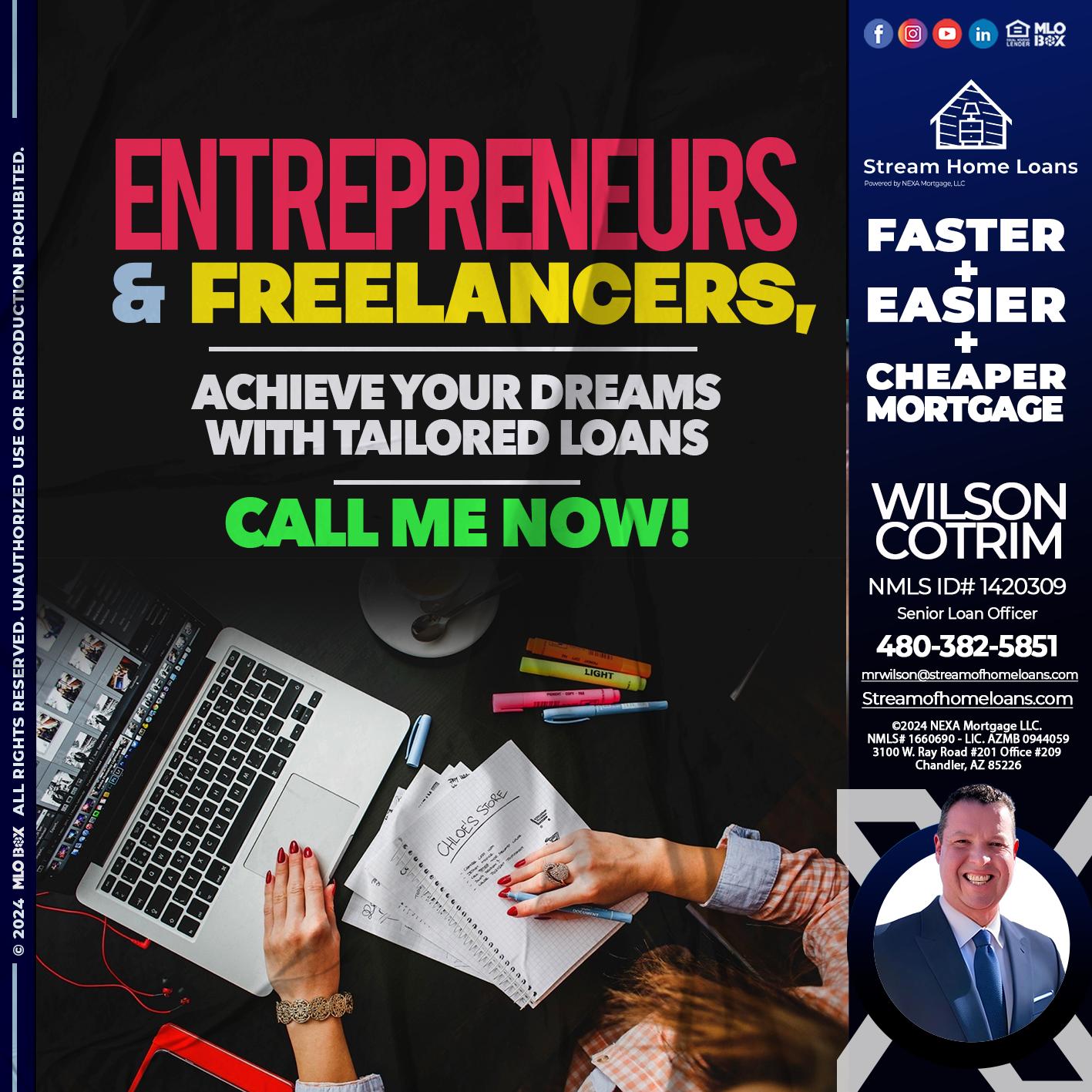 entreprenuers and freelancers - Wilson Cotrim -Senior Loan Officer