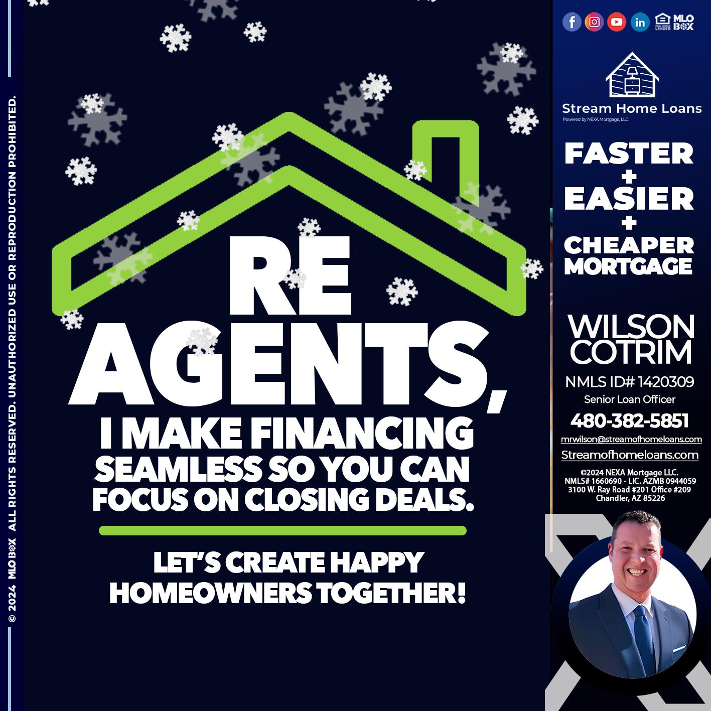 RE AGENTS - Wilson Cotrim -Senior Loan Officer