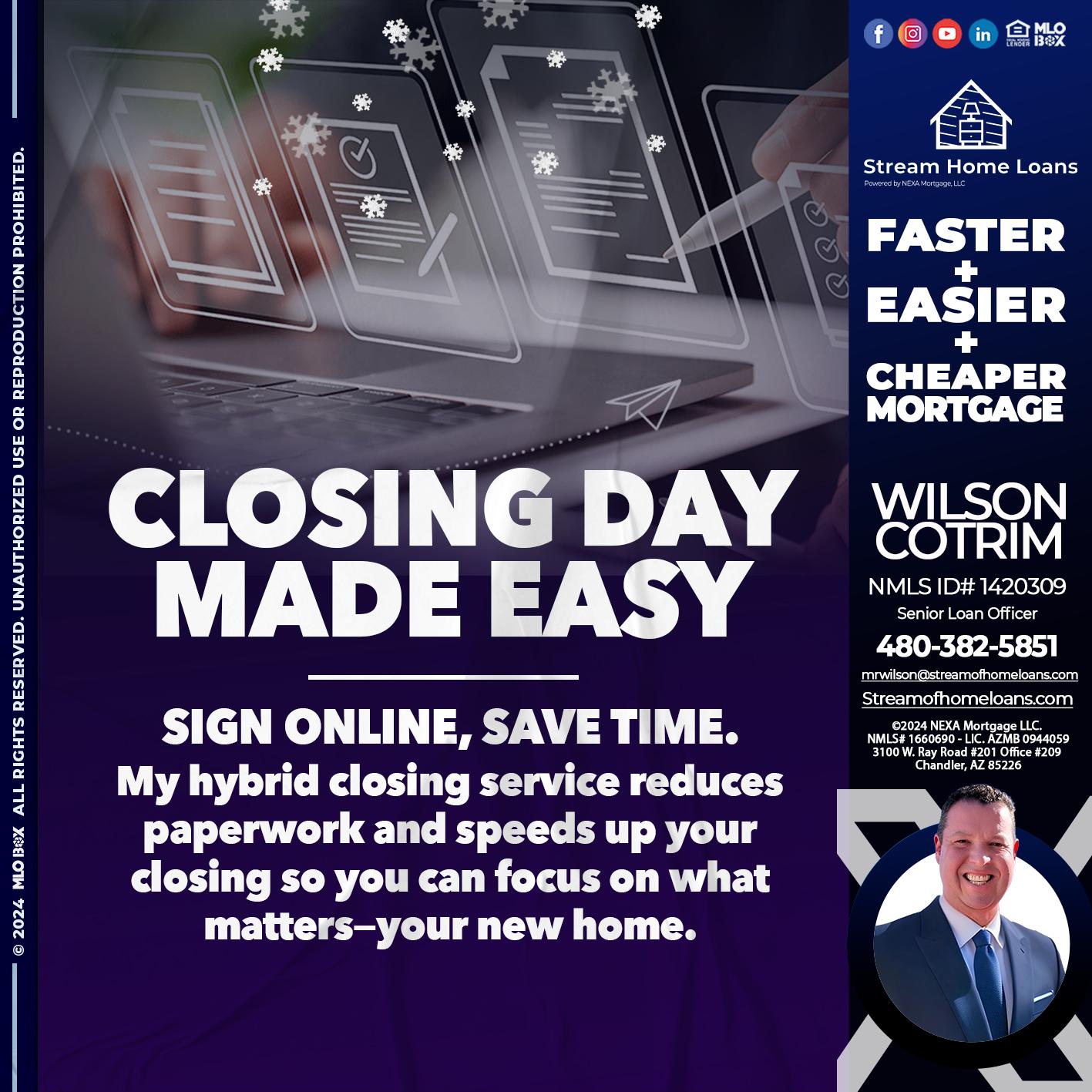 closing day - Wilson Cotrim -Senior Loan Officer