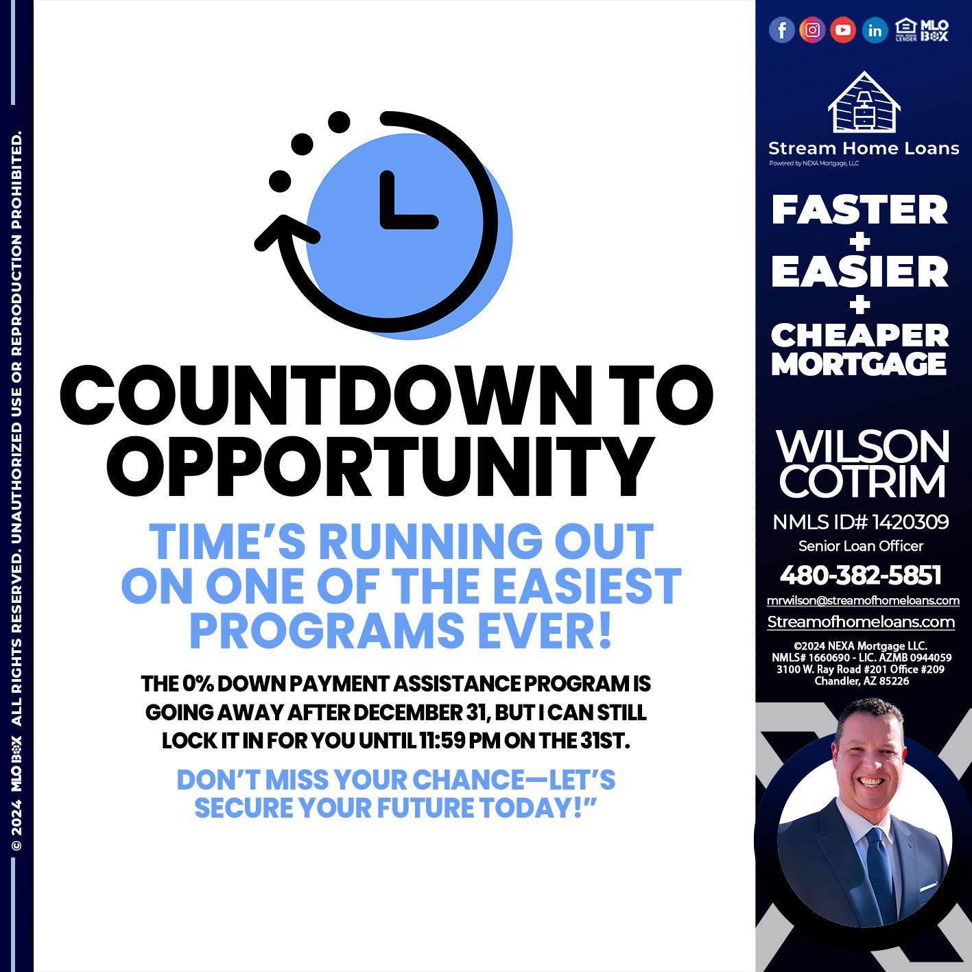 COUNTDOWN - Wilson Cotrim -Senior Loan Officer