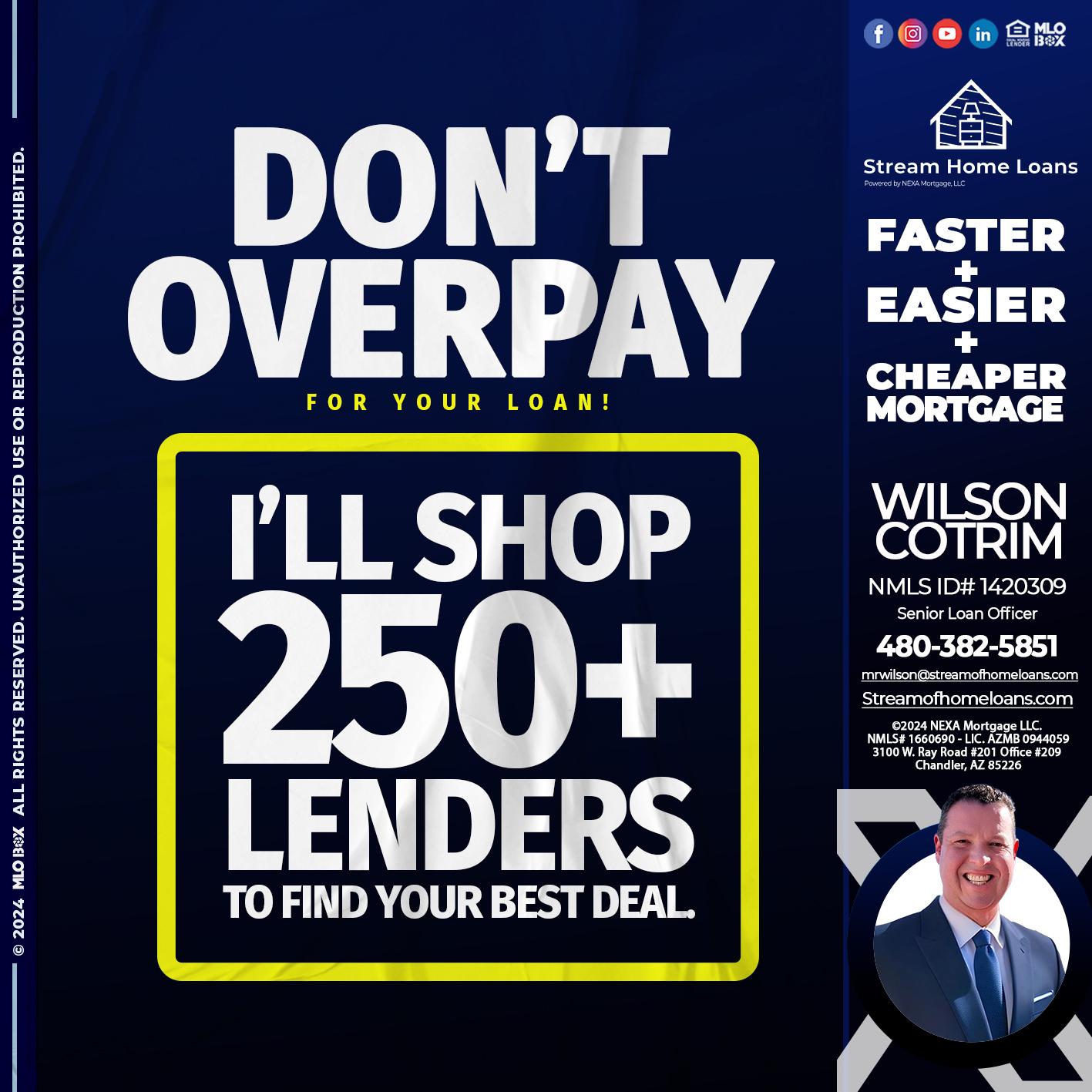 dont overpay - Wilson Cotrim -Senior Loan Officer