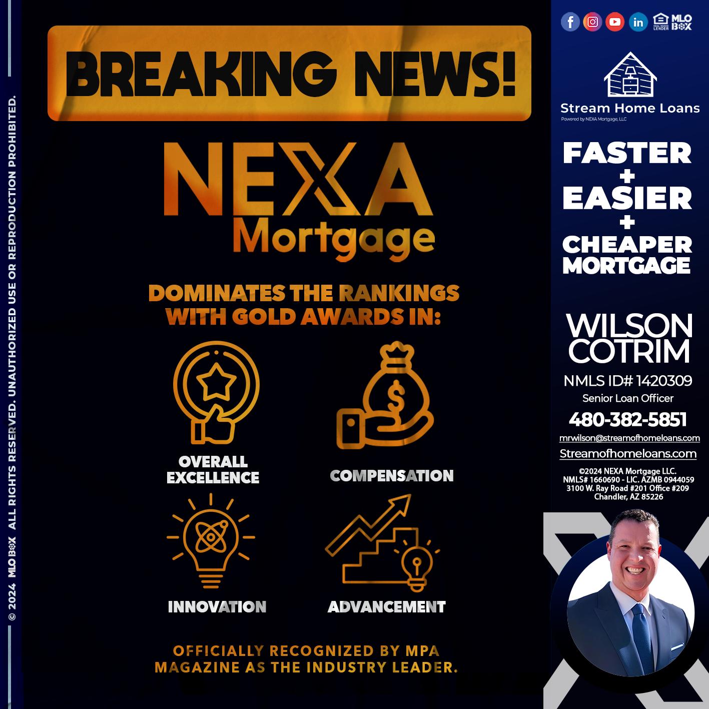 BREAKING NEWS - Wilson Cotrim -Senior Loan Officer