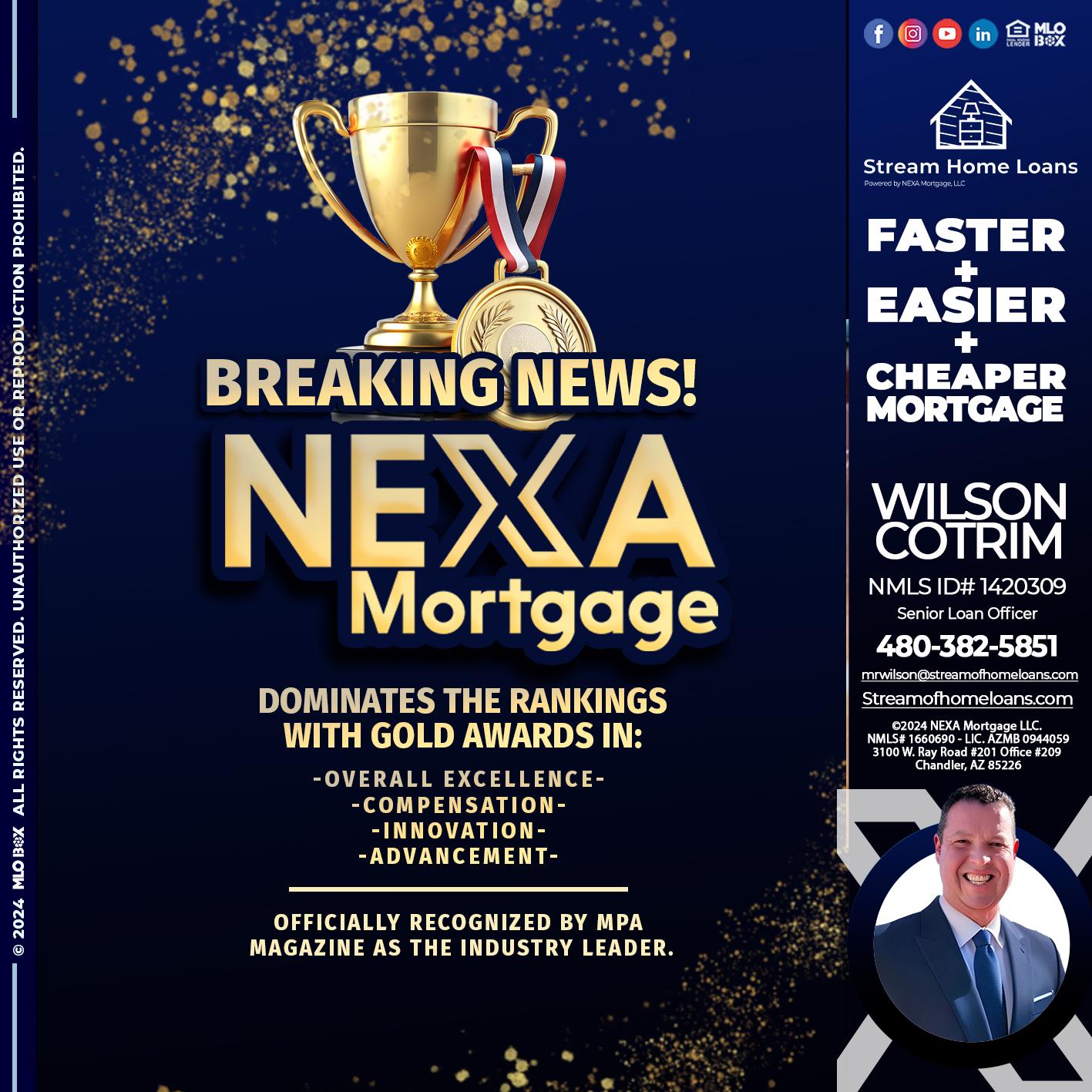 BREAKING NEWS - Wilson Cotrim -Senior Loan Officer