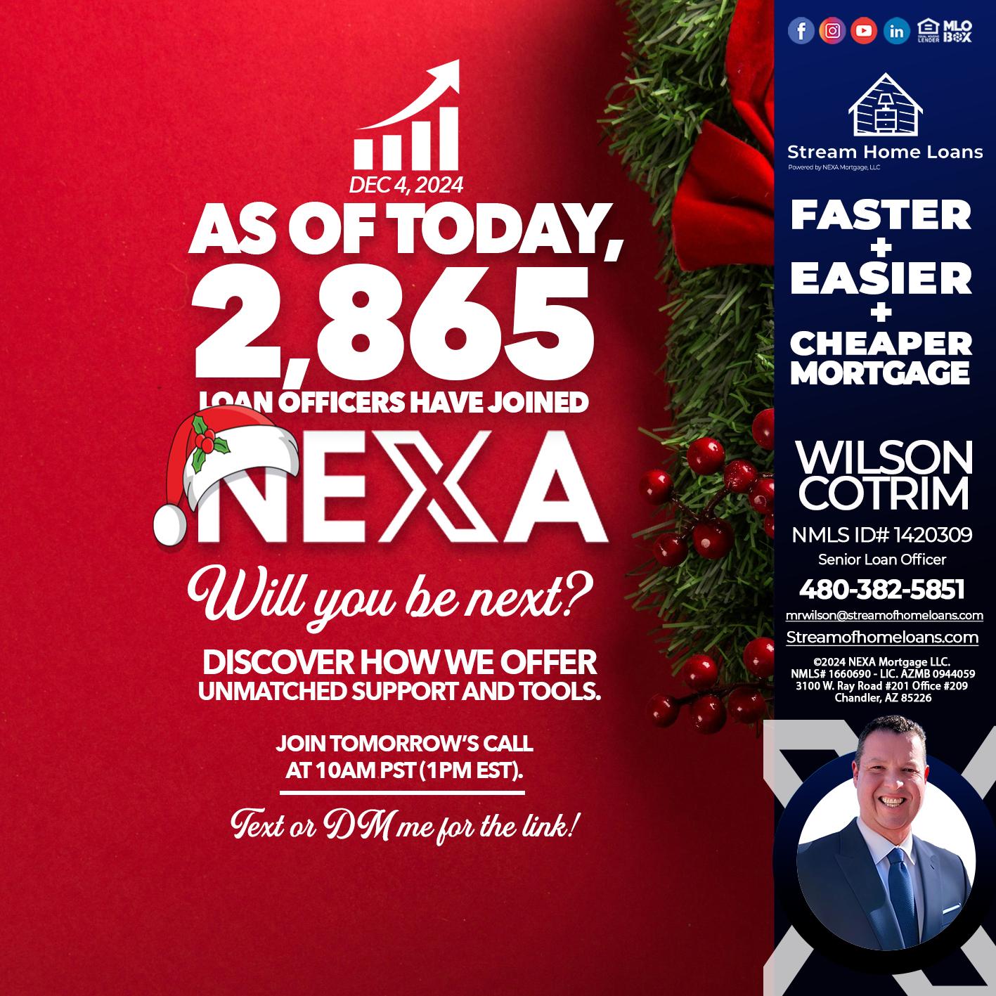 AS OF TODAY - Wilson Cotrim -Senior Loan Officer