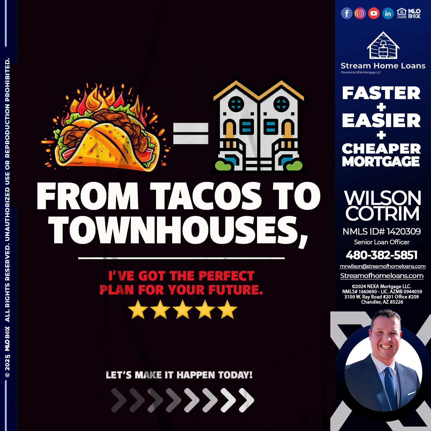 from tacos to - Wilson Cotrim -Senior Loan Officer