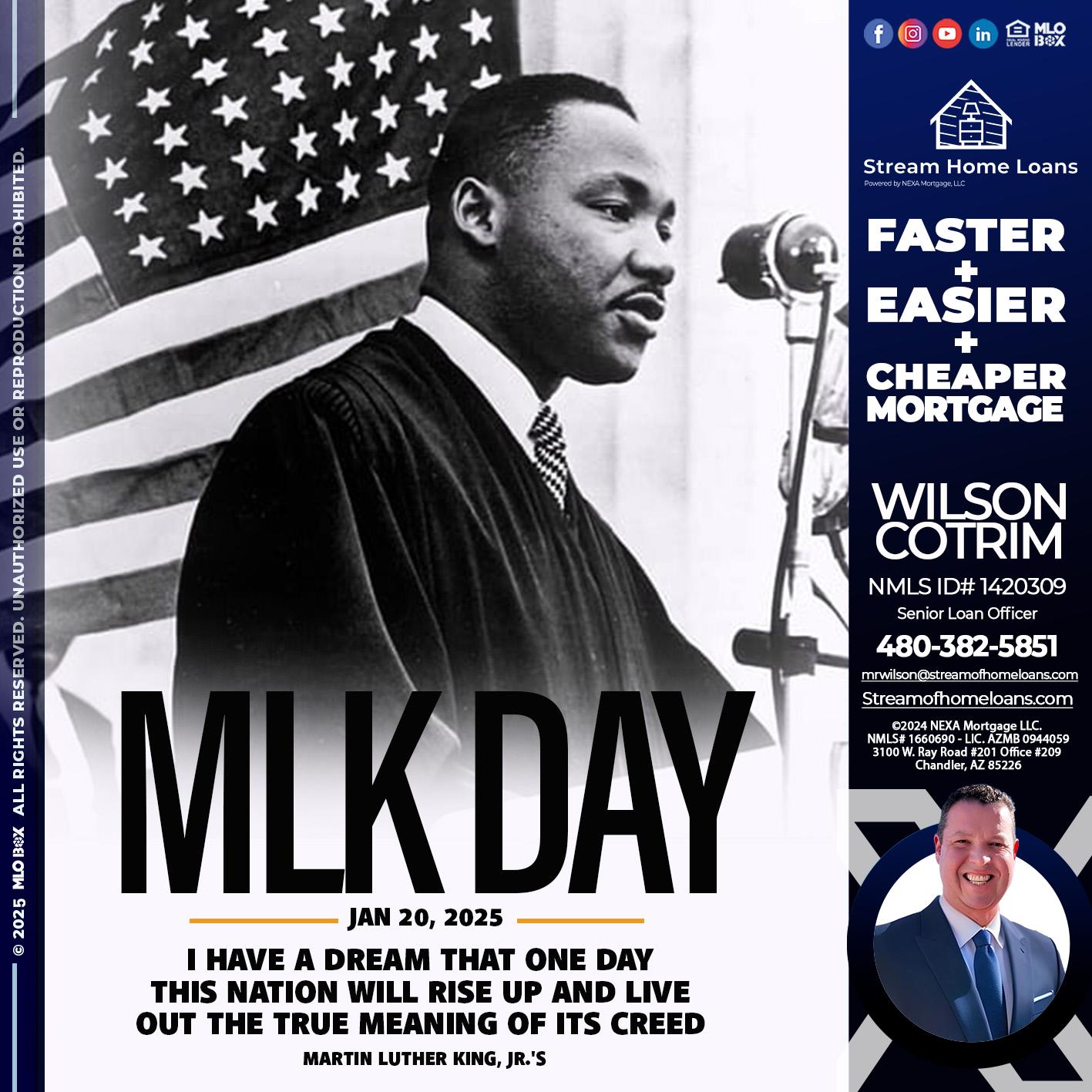 MLK DAY - Wilson Cotrim -Senior Loan Officer