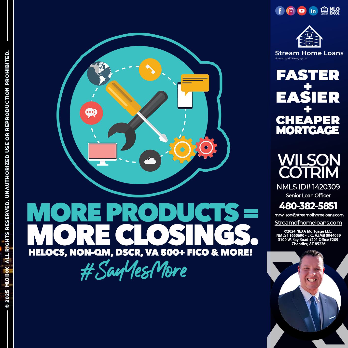 MORE PRODUCTS - Wilson Cotrim -Senior Loan Officer