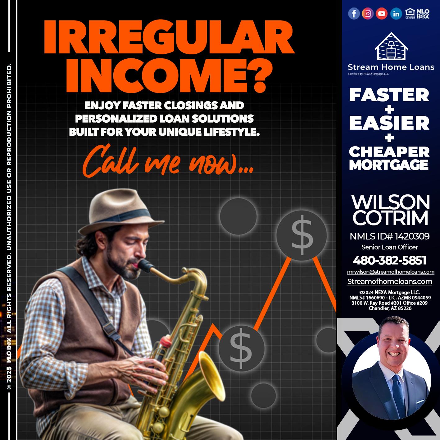 IRREGULAR INCOME - Wilson Cotrim -Senior Loan Officer