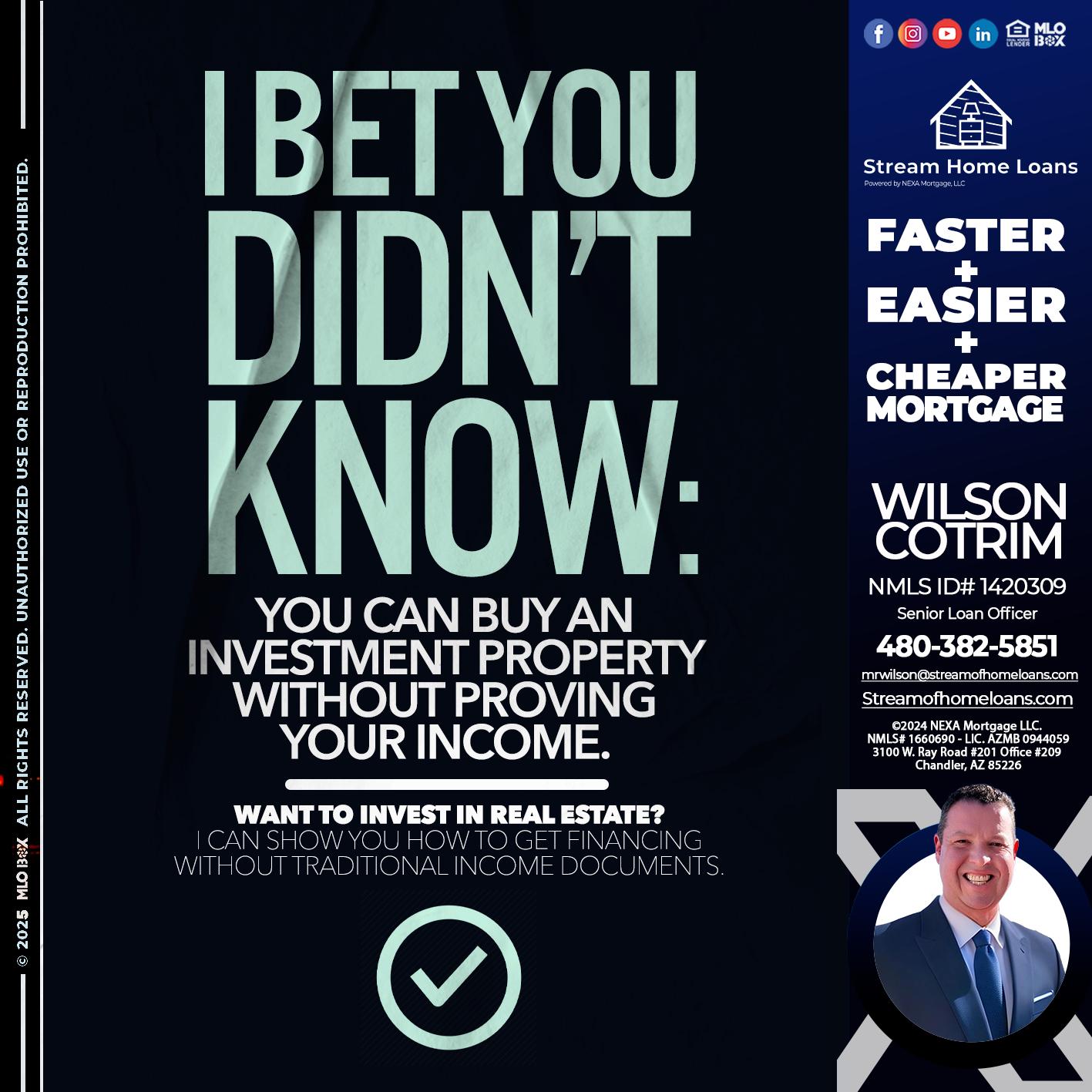 I BET YOU - Wilson Cotrim -Senior Loan Officer