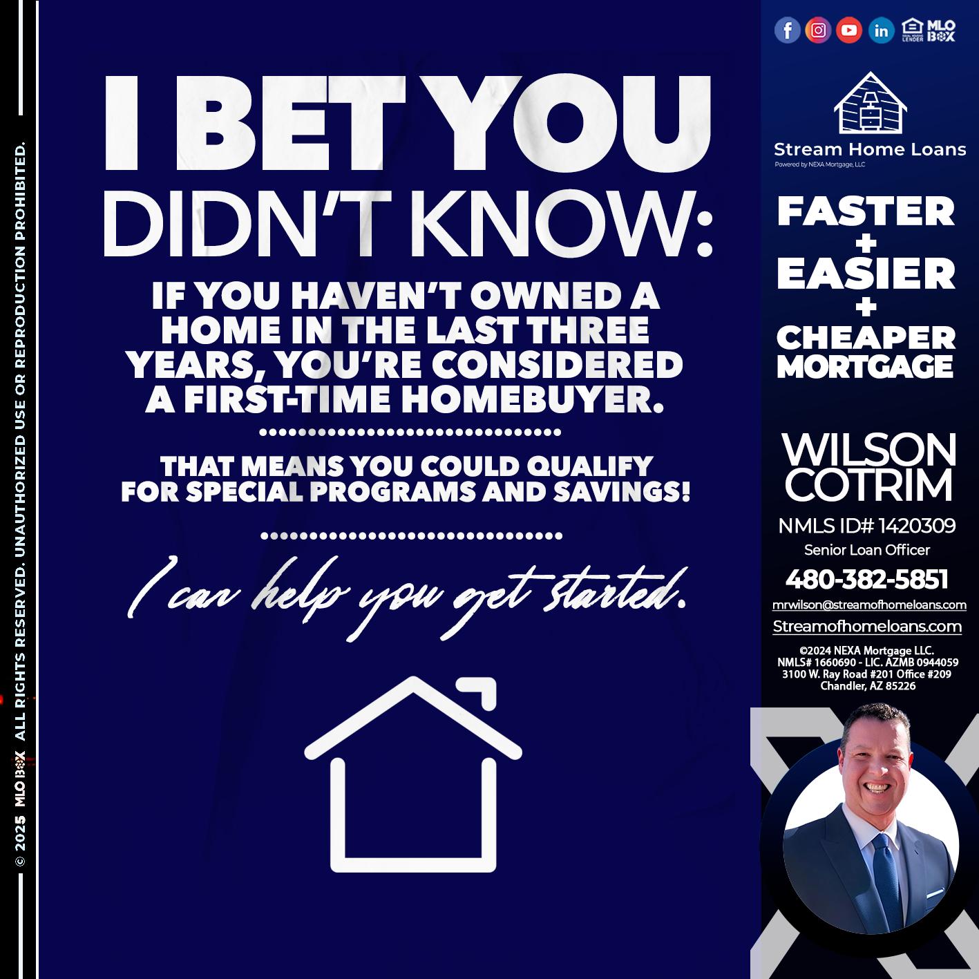 I BET YOU KNOW - Wilson Cotrim -Senior Loan Officer