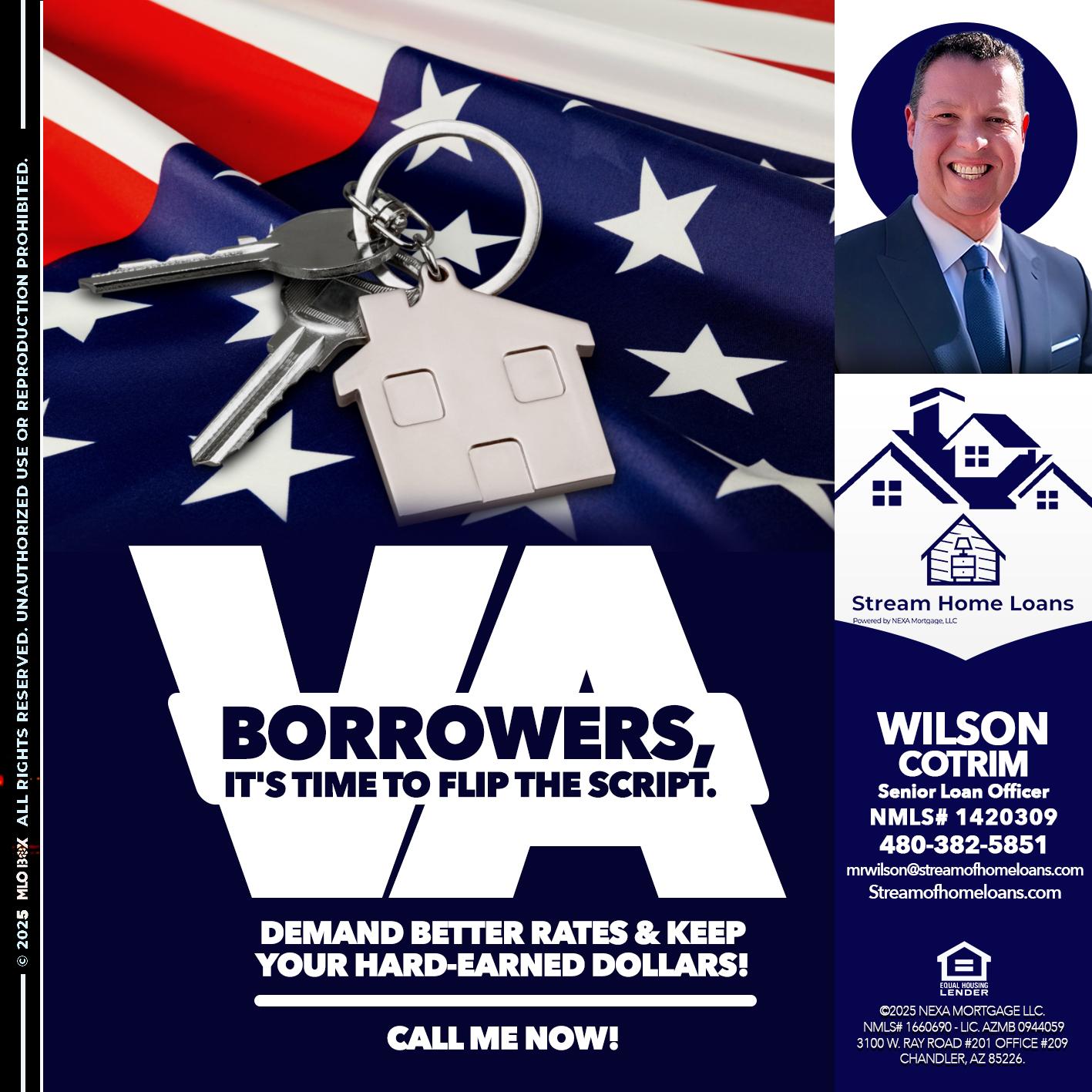 VA BORROWERS - Wilson Cotrim -Senior Loan Officer