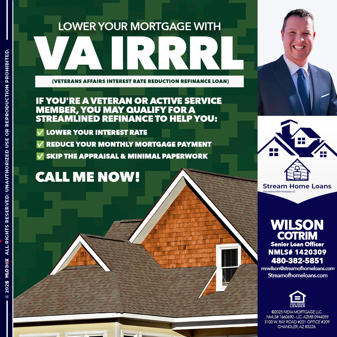 VA IRRRL - Wilson Cotrim -Senior Loan Officer