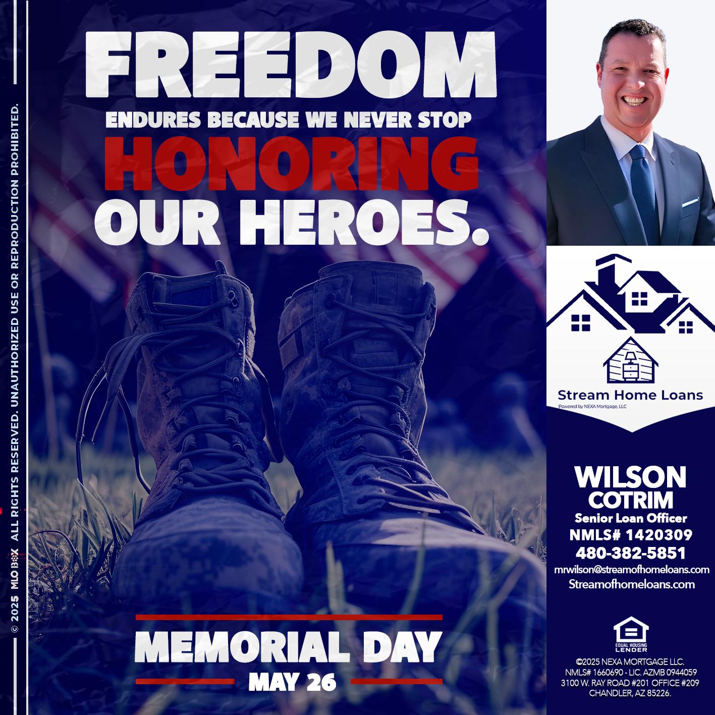 Memorial Day - Wilson Cotrim -Senior Loan Officer