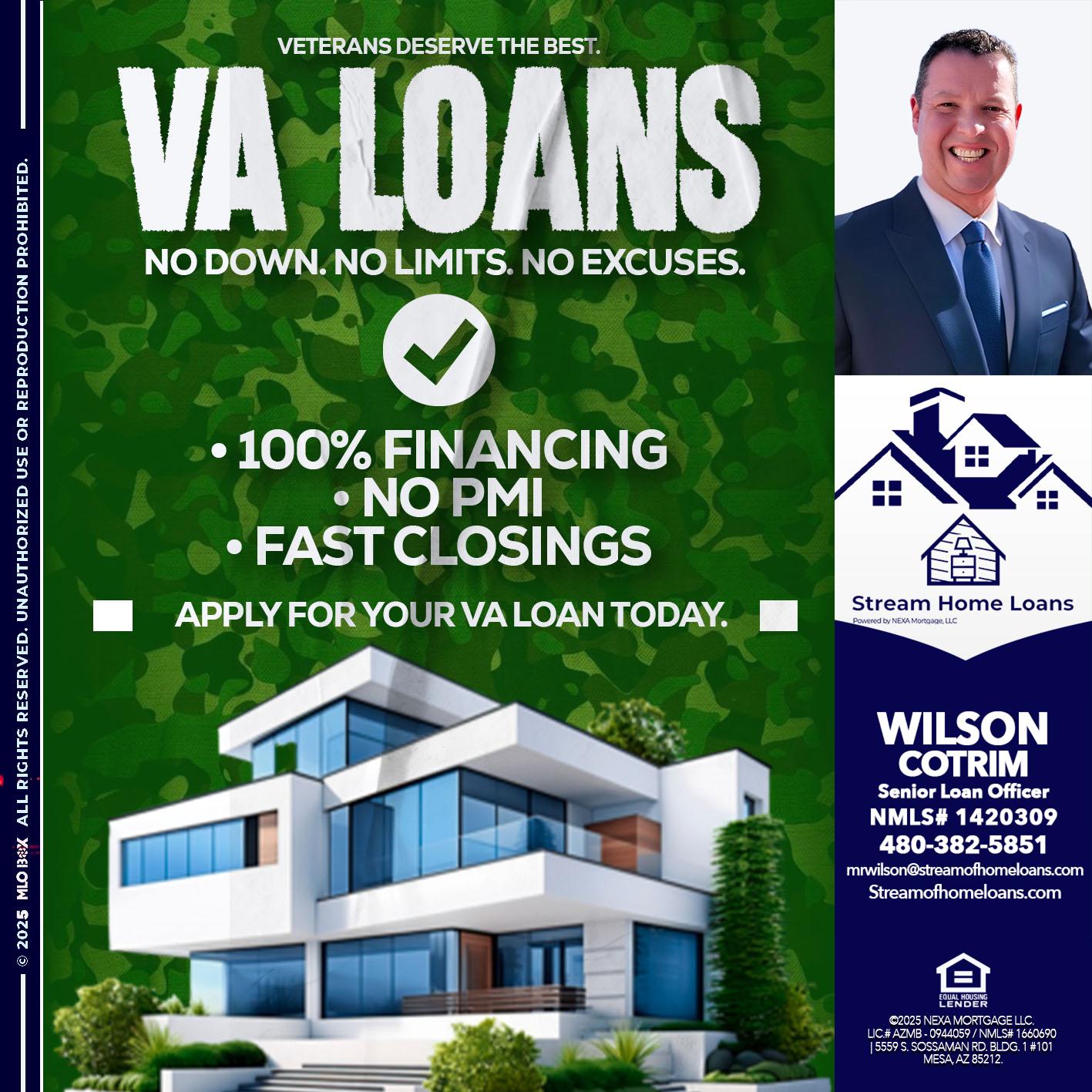 VA LOANS - Wilson Cotrim -Senior Loan Officer