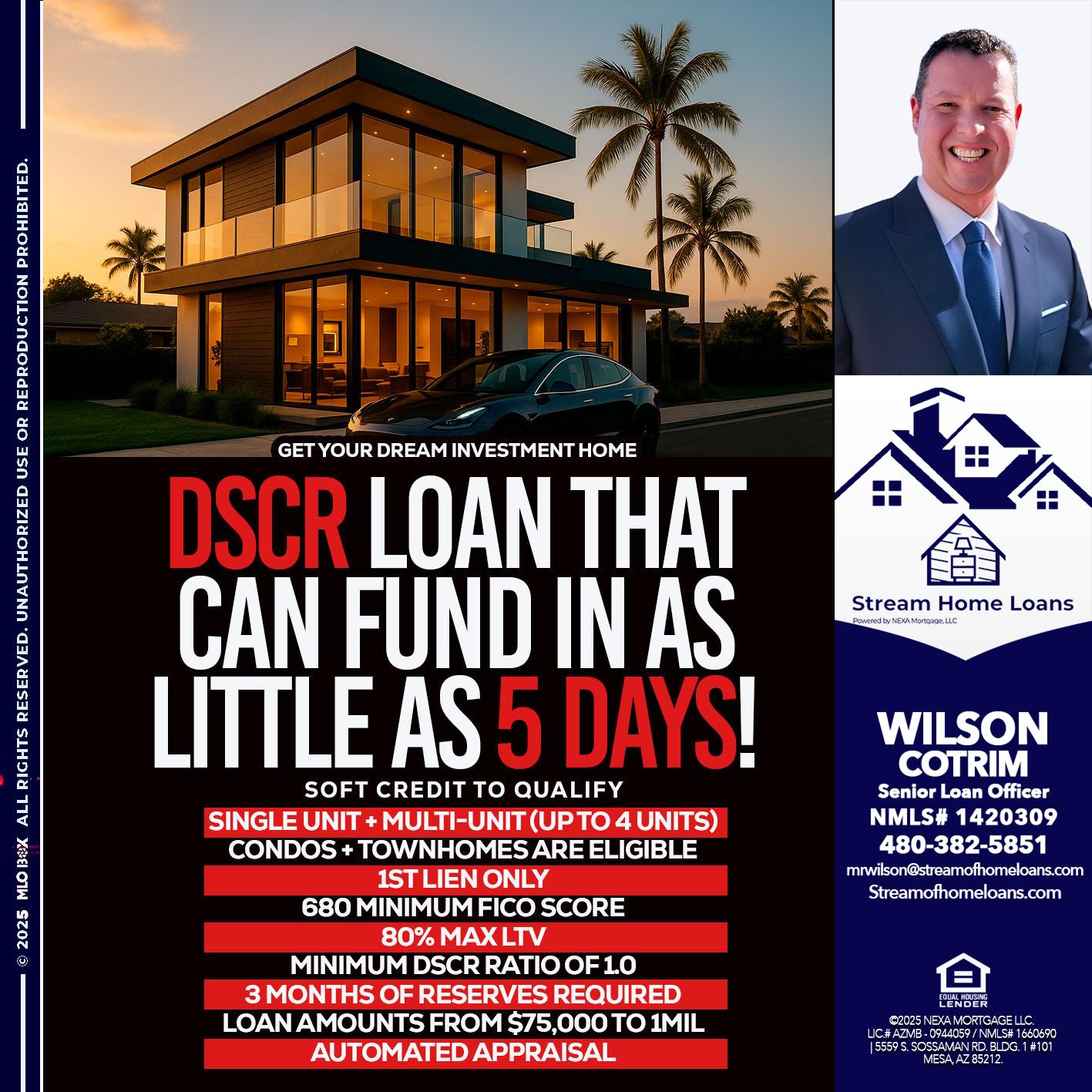 DSCR LOAN - Wilson Cotrim -Senior Loan Officer