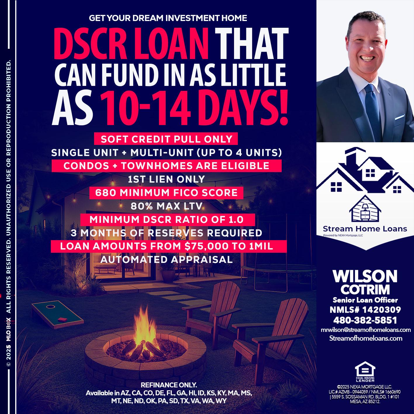 DSCR LOAN - Wilson Cotrim -Senior Loan Officer