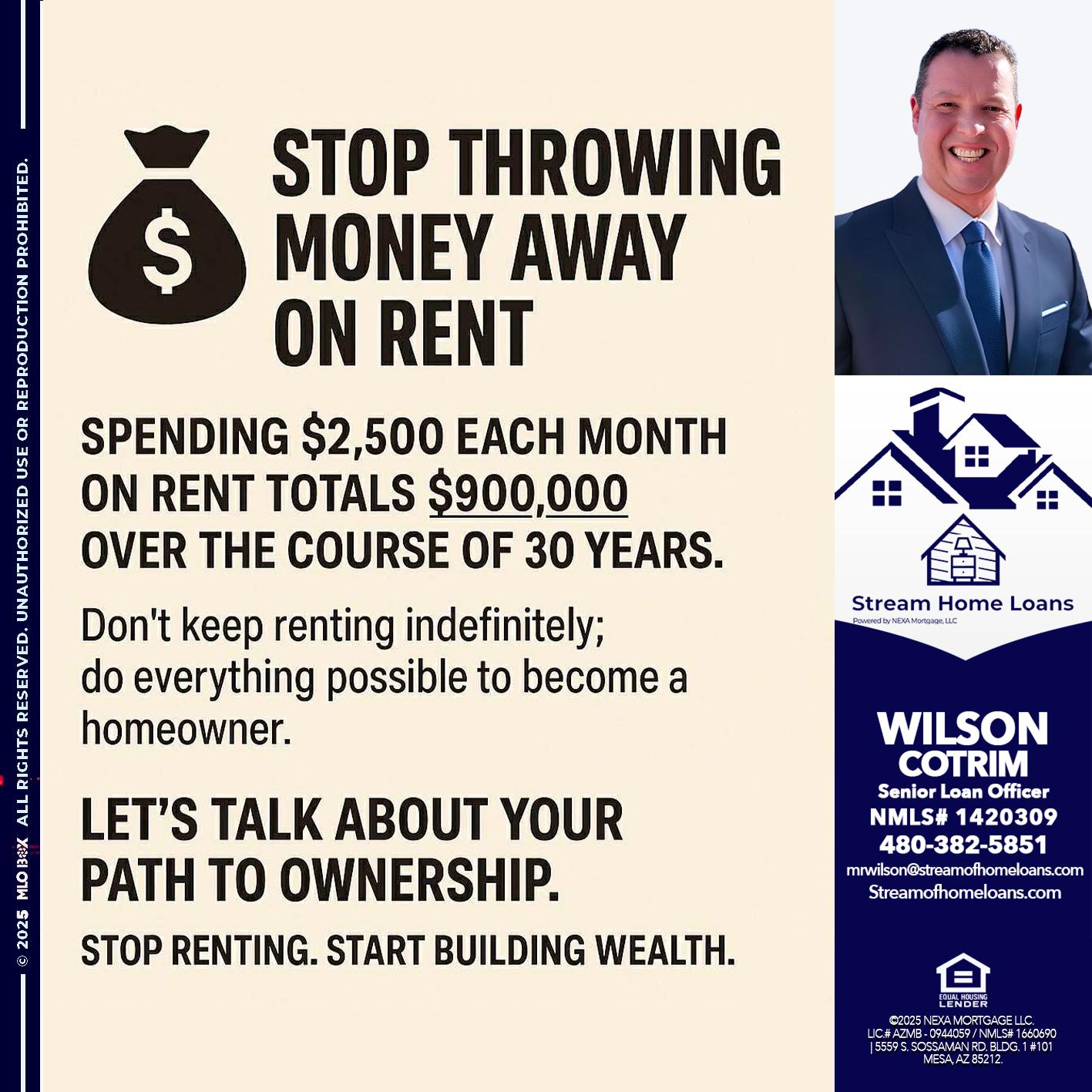 STOP THROWING - Wilson Cotrim -Senior Loan Officer