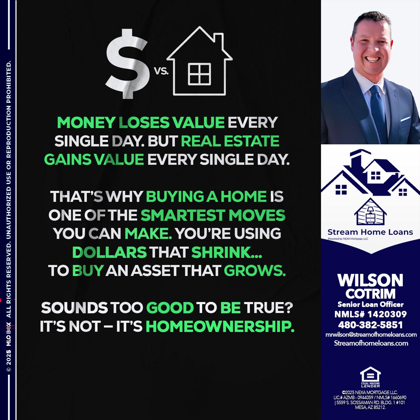 MONEY LOSES VALUE - Wilson Cotrim -Senior Loan Officer