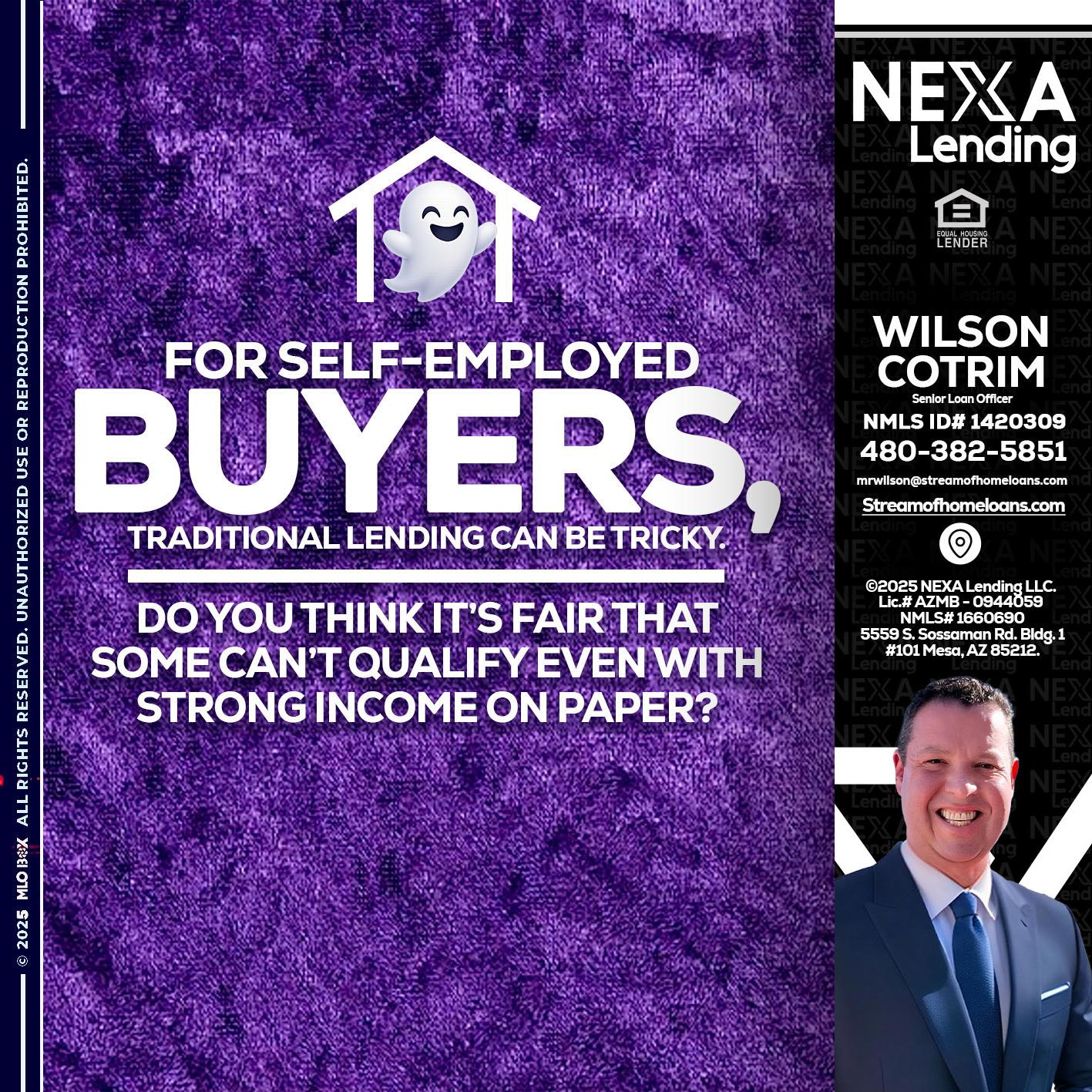 for self employed - Wilson Cotrim -Senior Loan Officer