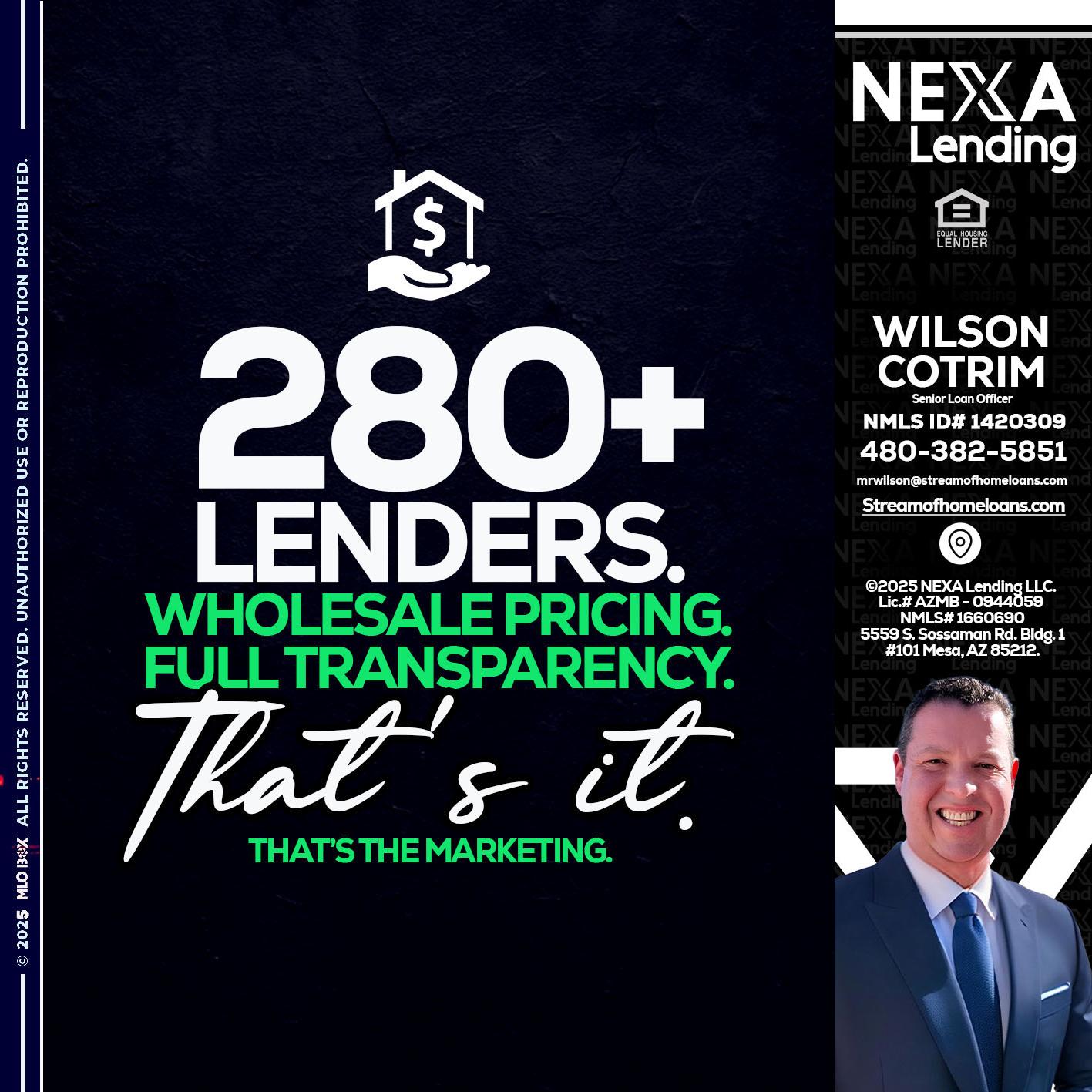 280+ LENDERS - Wilson Cotrim -Senior Loan Officer