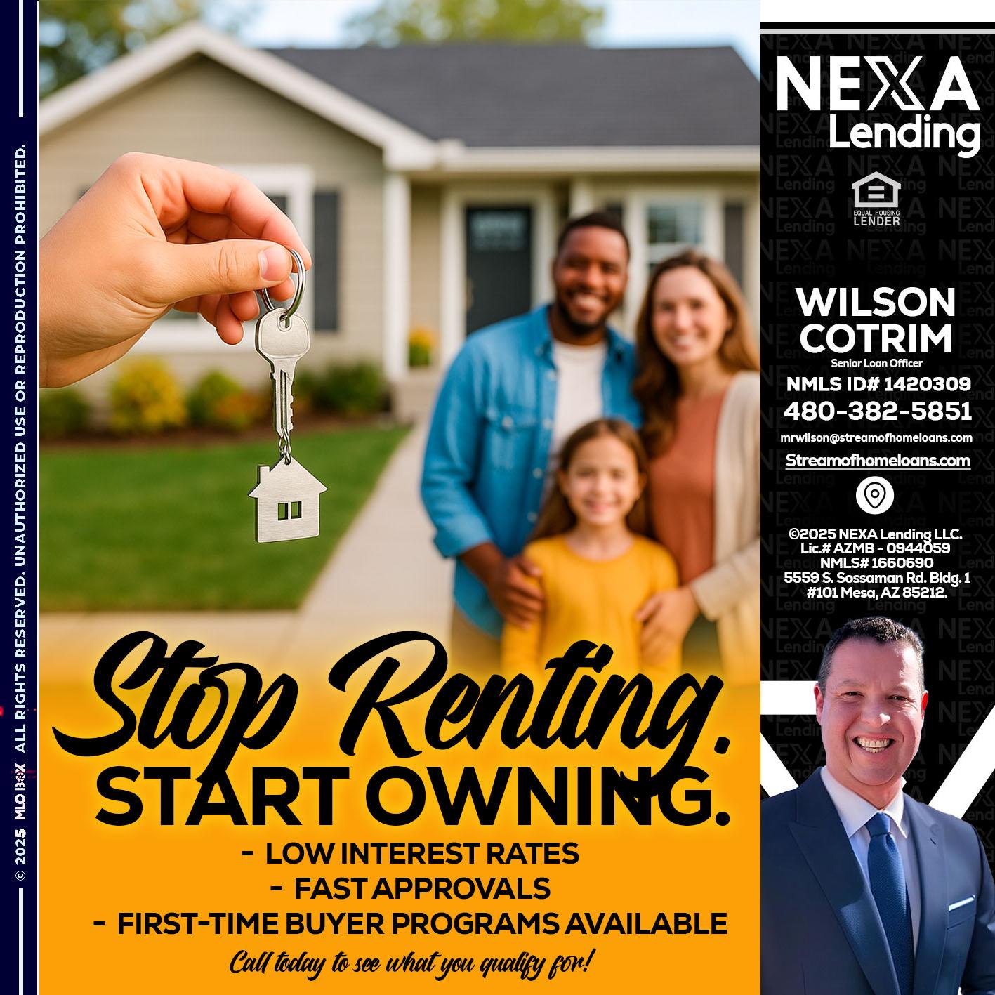 STOP RENTING - Wilson Cotrim -Senior Loan Officer