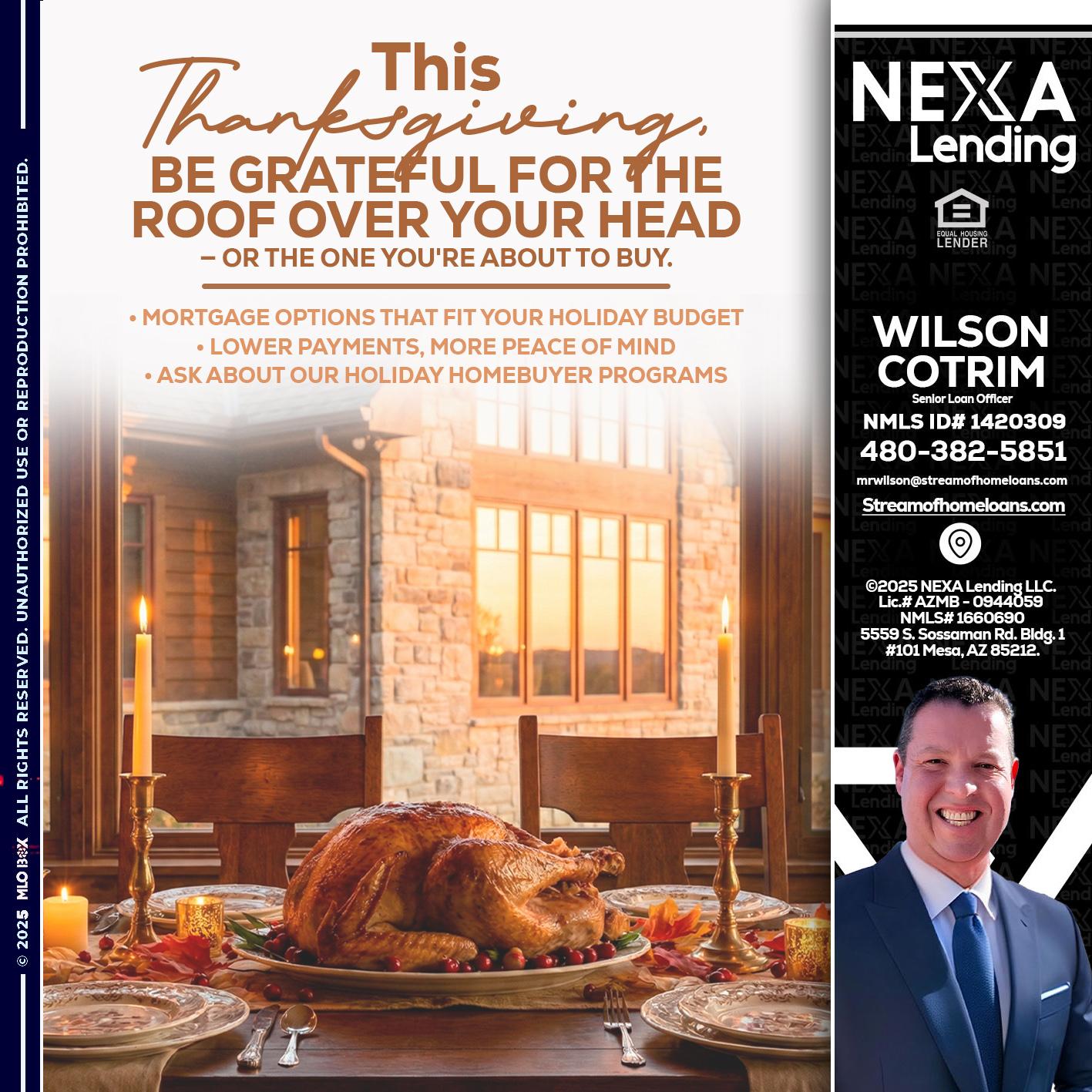 THIS THANKSGIVING - Wilson Cotrim -Senior Loan Officer