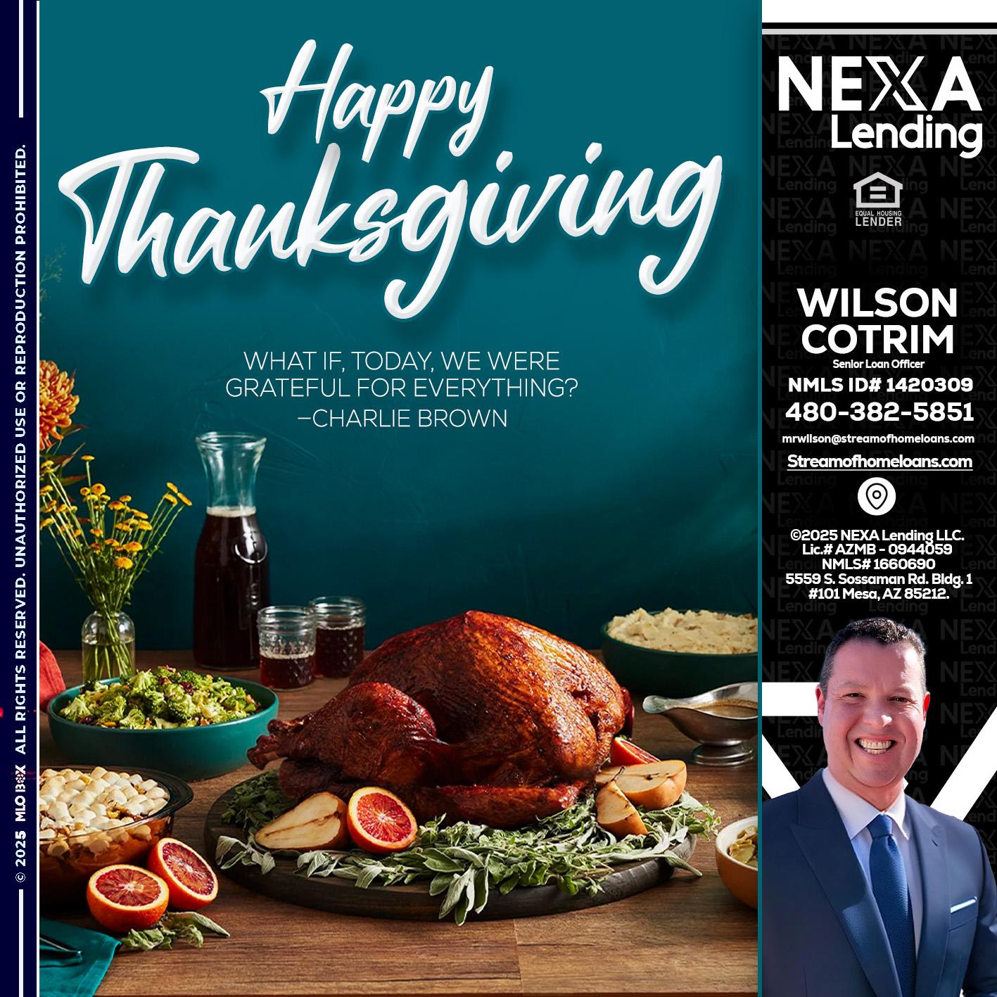 happy Thanksgiving - Wilson Cotrim -Senior Loan Officer