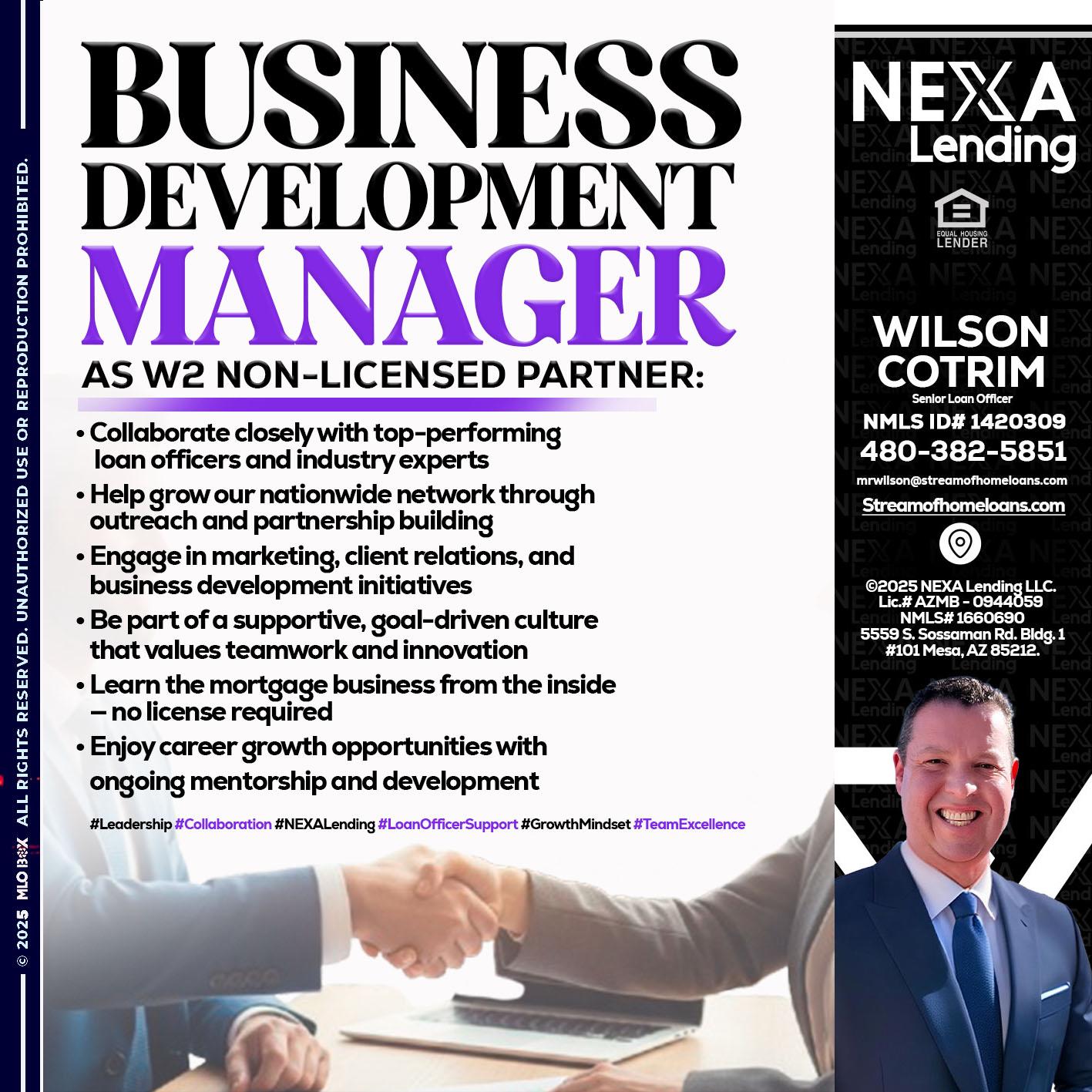business development - Wilson Cotrim -Senior Loan Officer