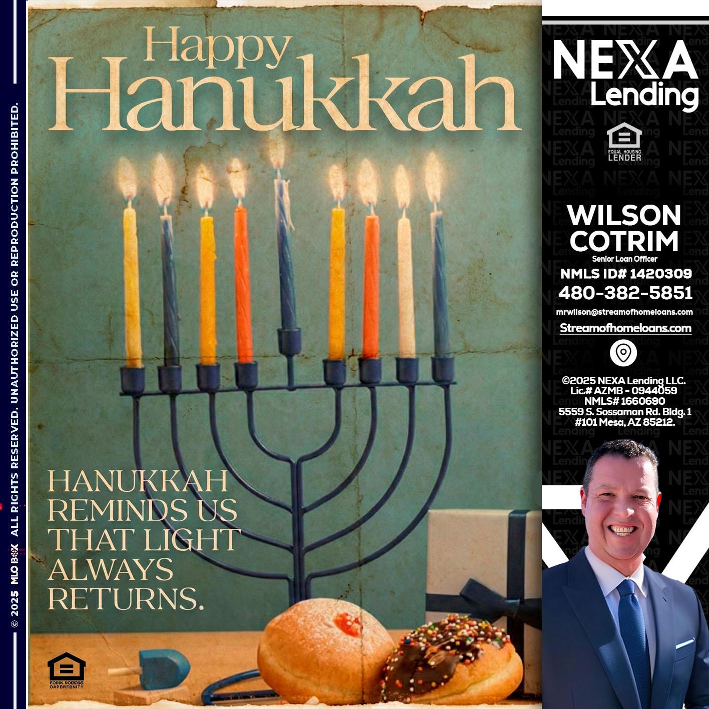 HAPPY HANUKKAH - Wilson Cotrim -Senior Loan Officer