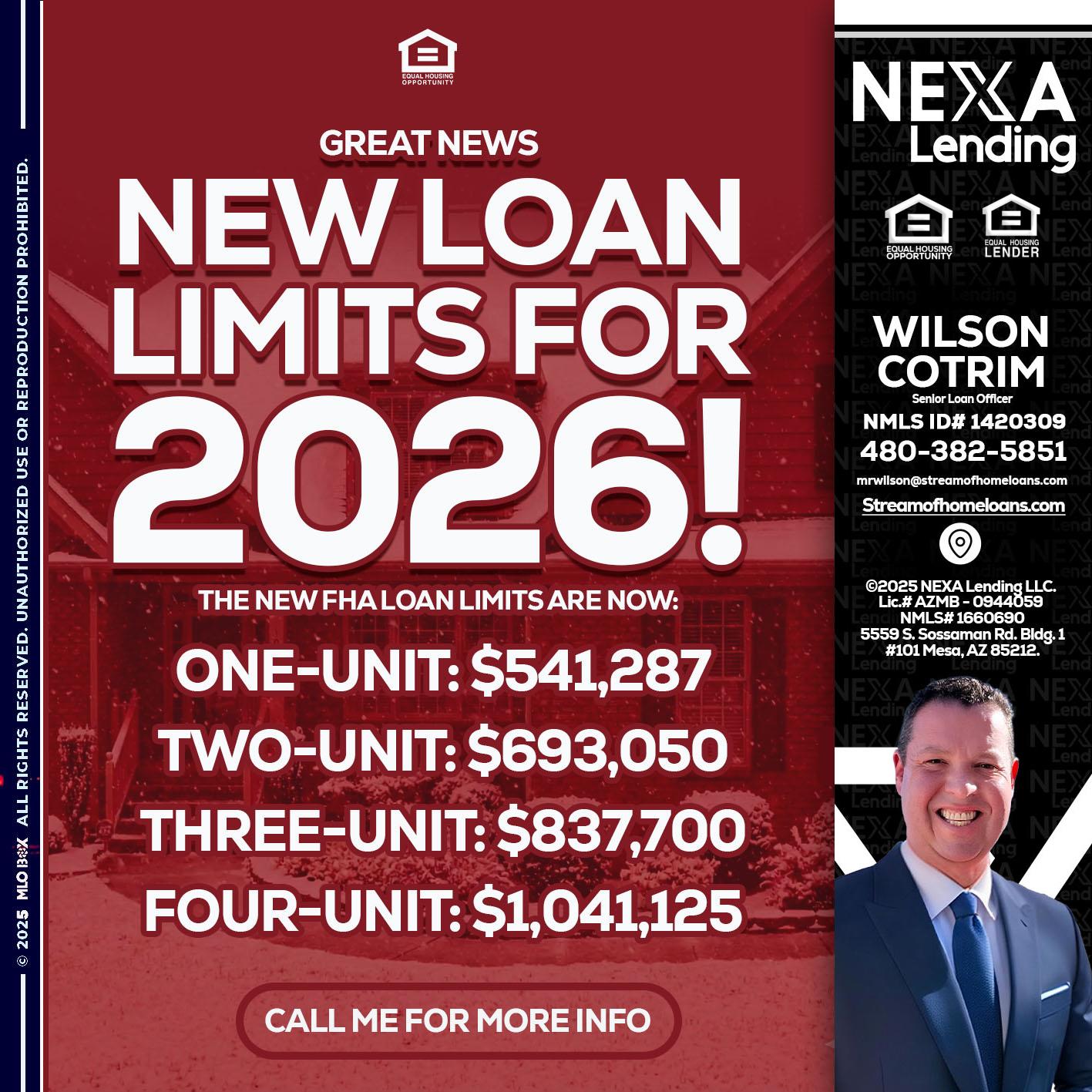 loan limits - Wilson Cotrim -Senior Loan Officer