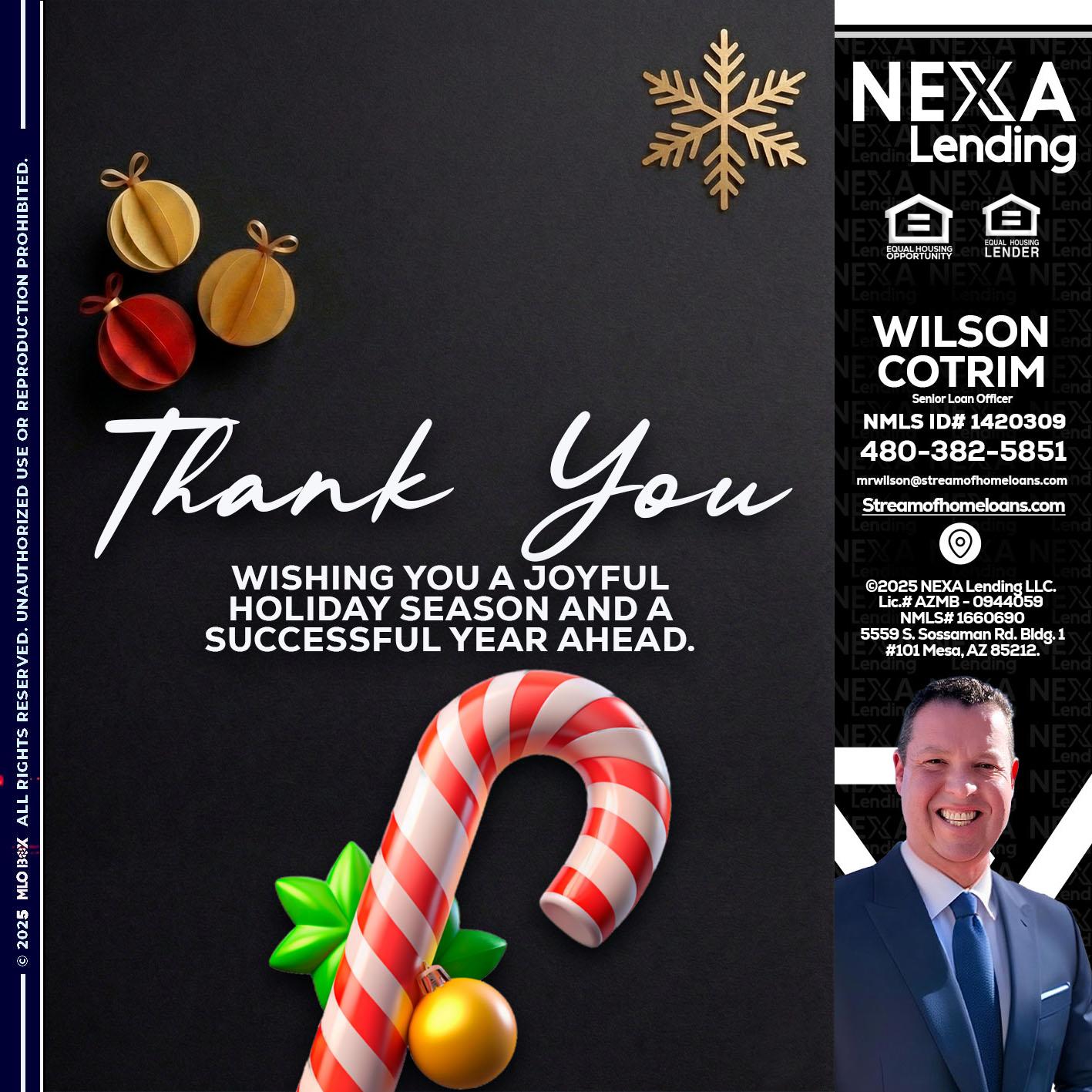 THANK YOU - Wilson Cotrim -Senior Loan Officer