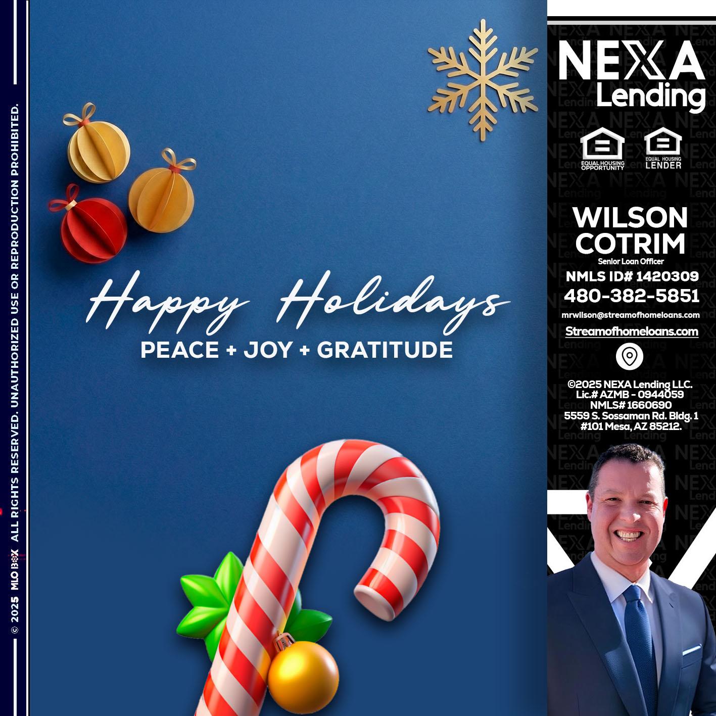 HAPPY HOLIDAYS - Wilson Cotrim -Senior Loan Officer