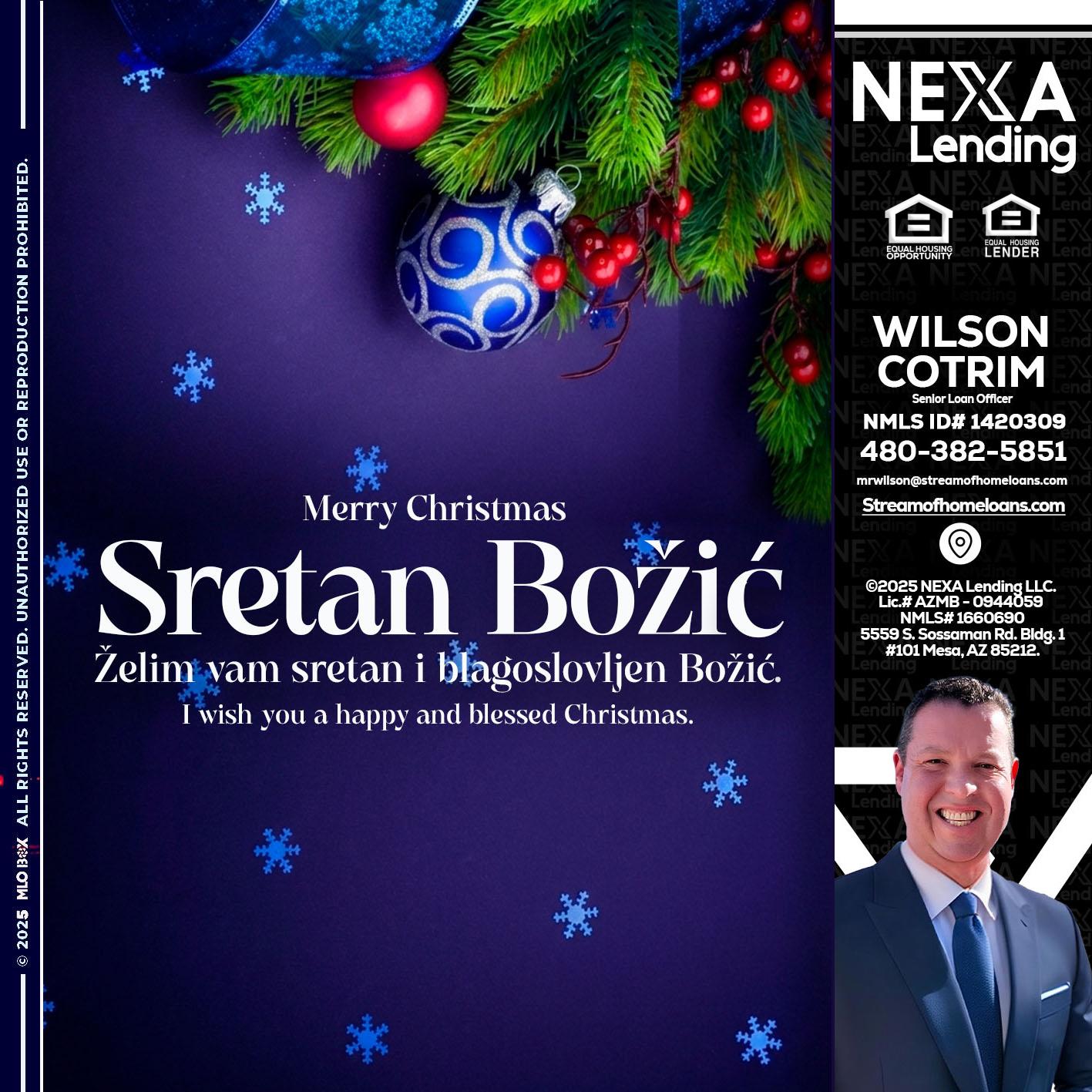 Sretan Božić - Wilson Cotrim -Senior Loan Officer