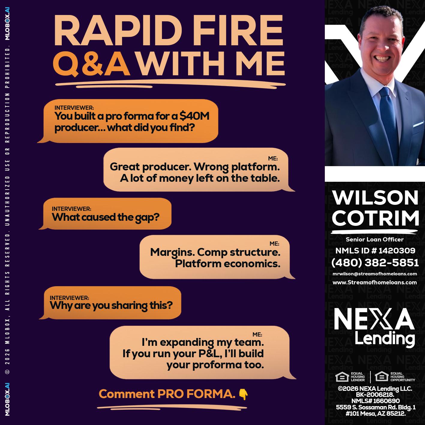 RAPID FIRE - Wilson Cotrim -Senior Loan Officer