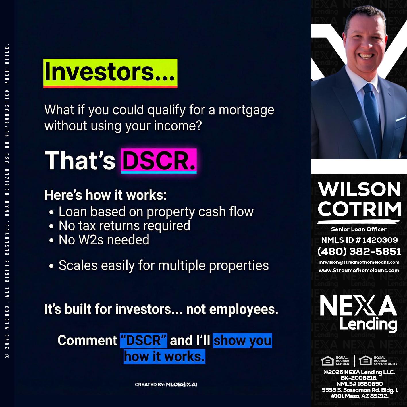 INVESTORS - Wilson Cotrim -Senior Loan Officer