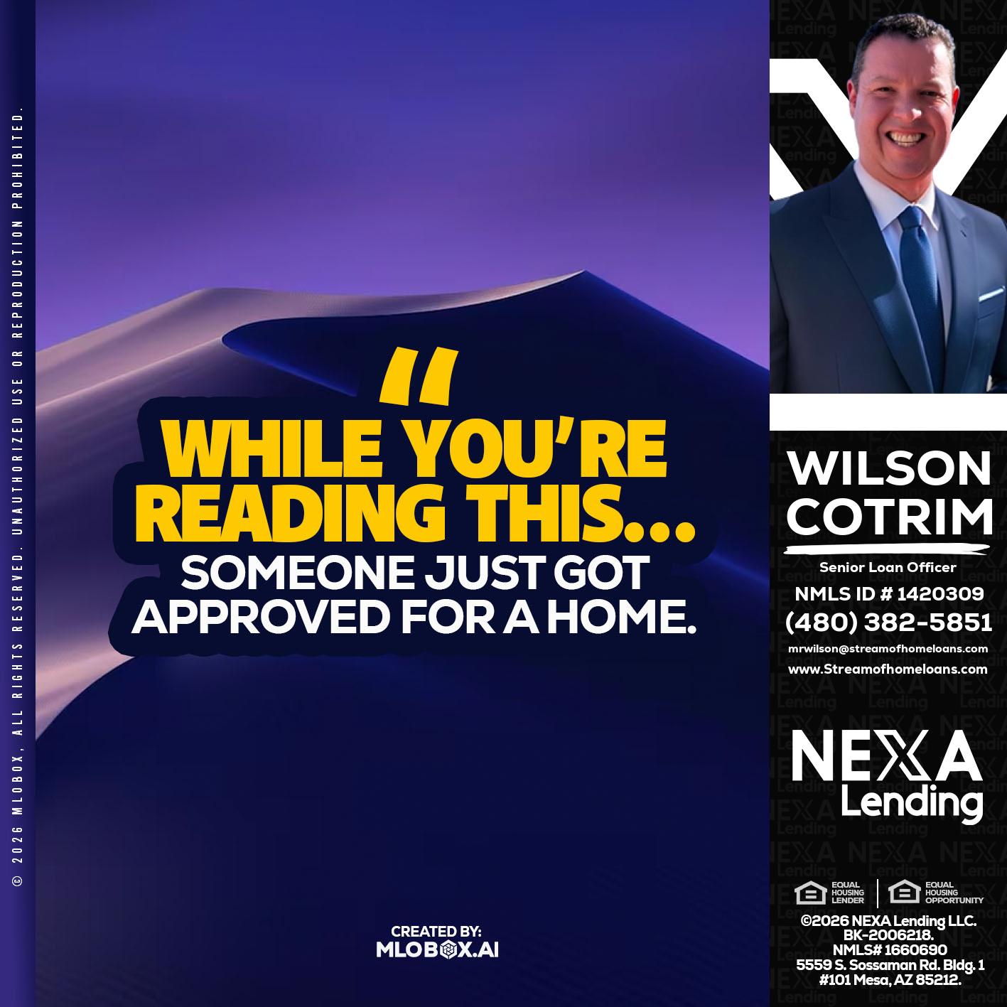 WHILE YOU - Wilson Cotrim -Senior Loan Officer