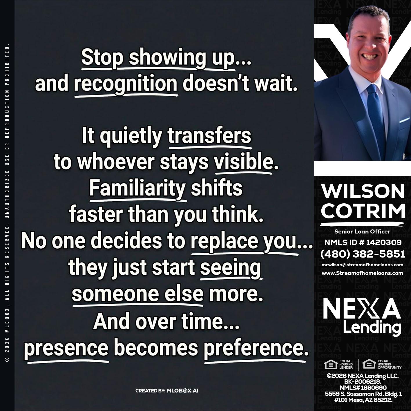 STOP SHOWING - Wilson Cotrim -Senior Loan Officer