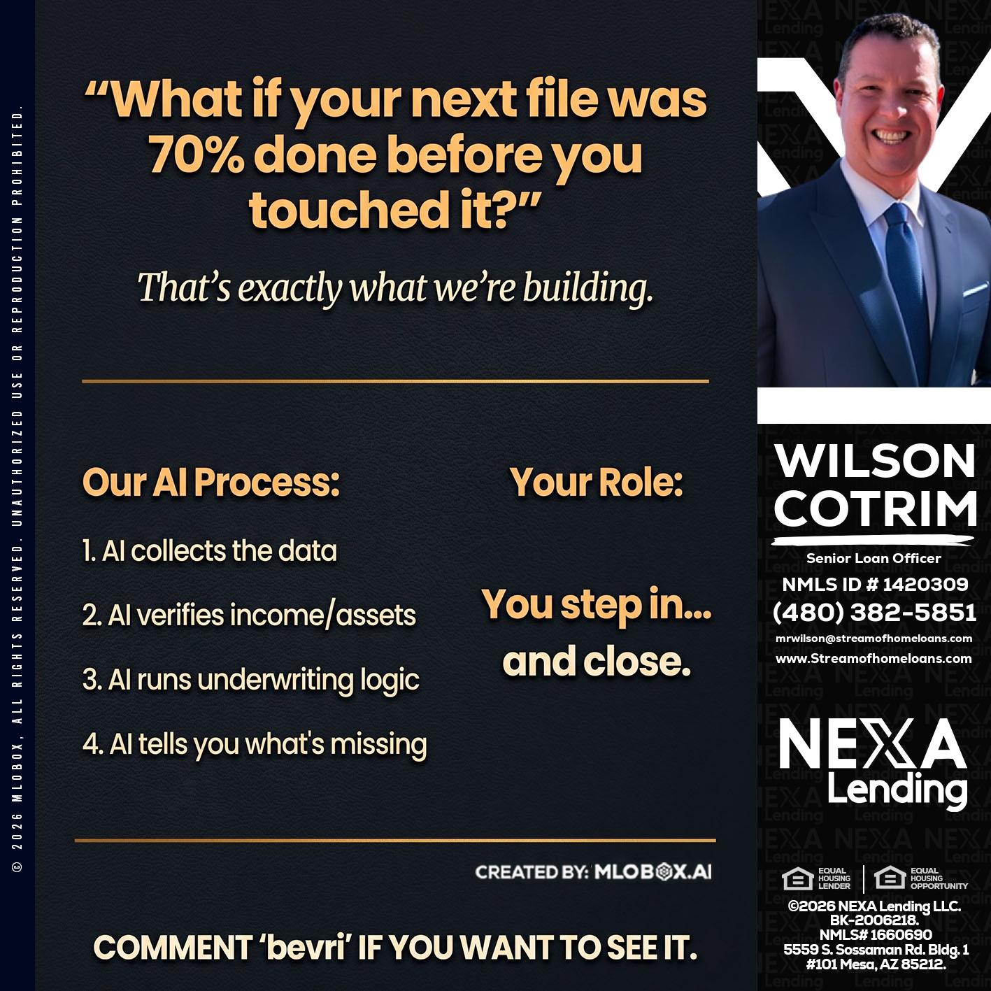 WHAT IF YOUR - Wilson Cotrim -Senior Loan Officer
