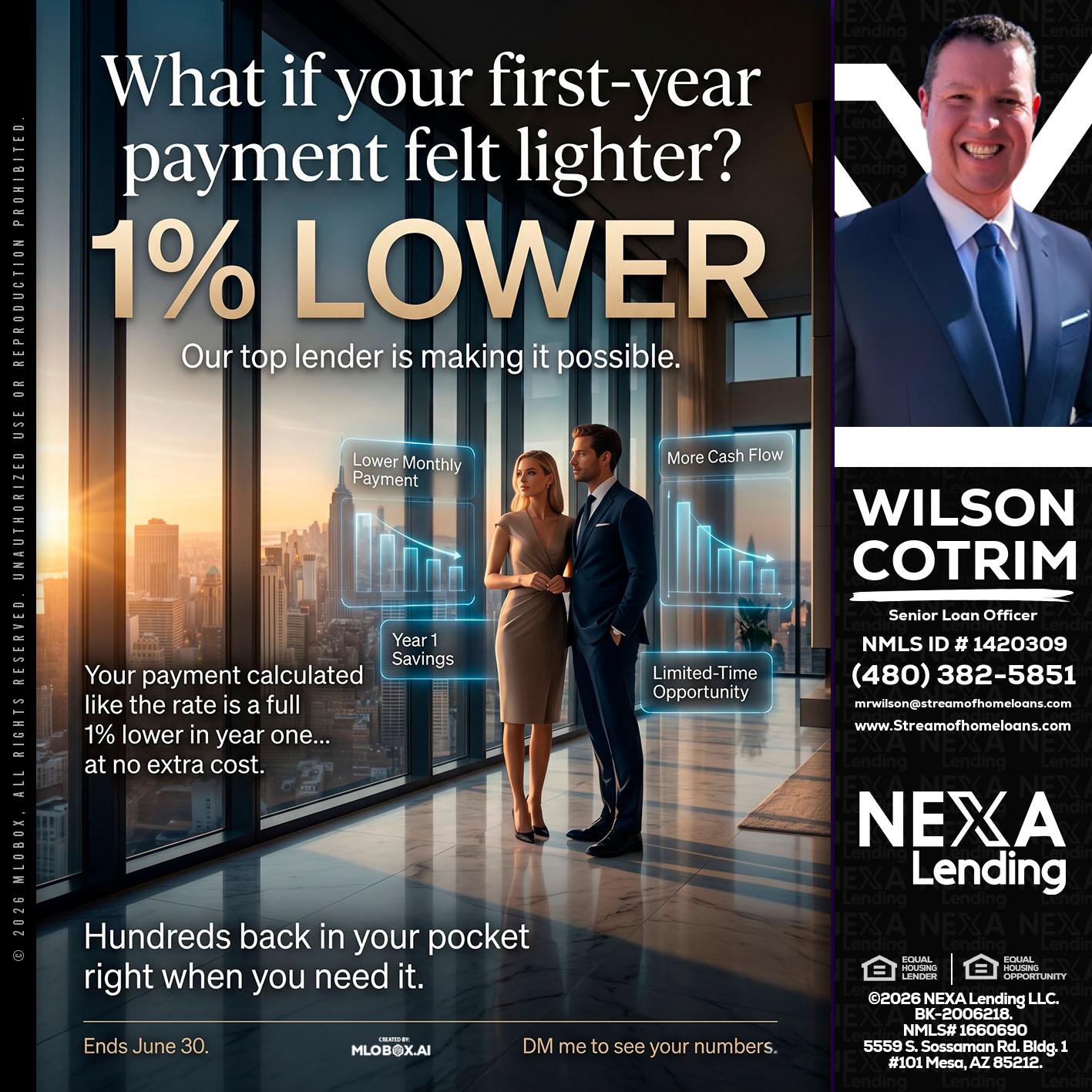 1% LOWER - Wilson Cotrim -Senior Loan Officer