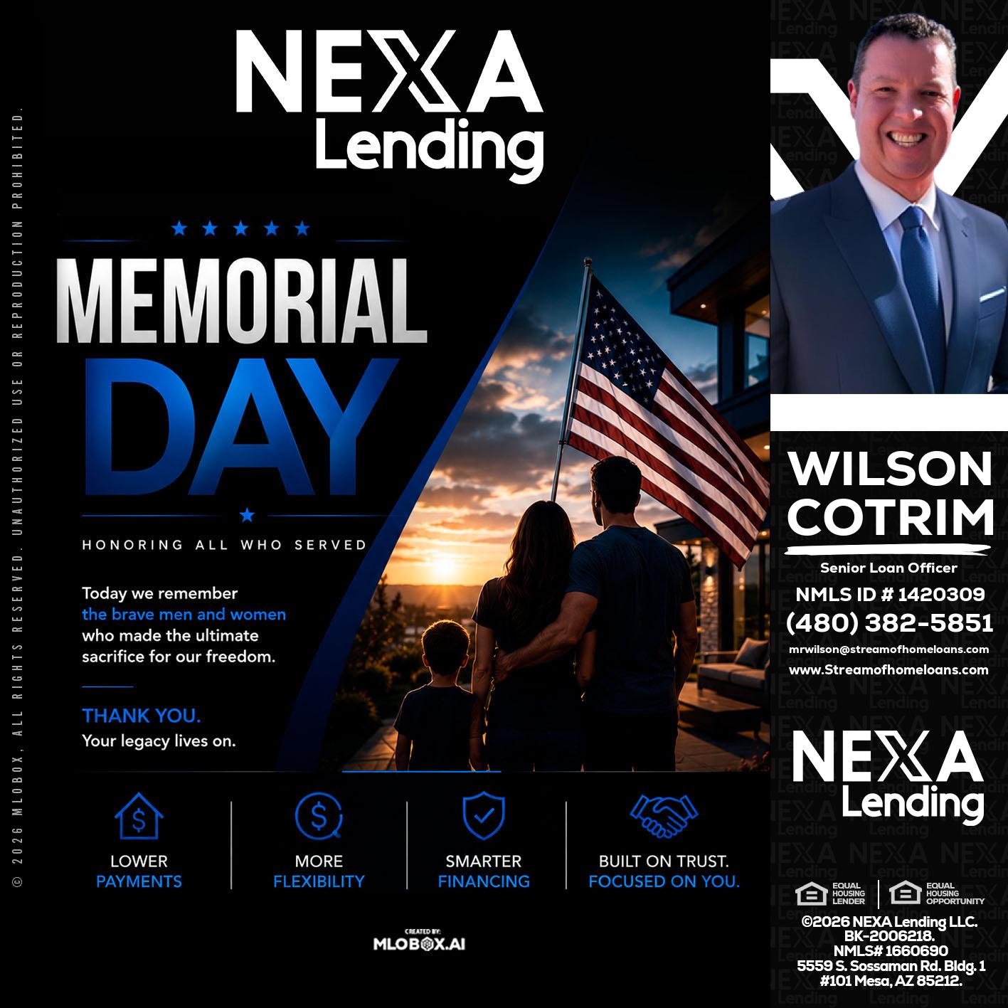MEMORIAL DAY - Wilson Cotrim -Senior Loan Officer