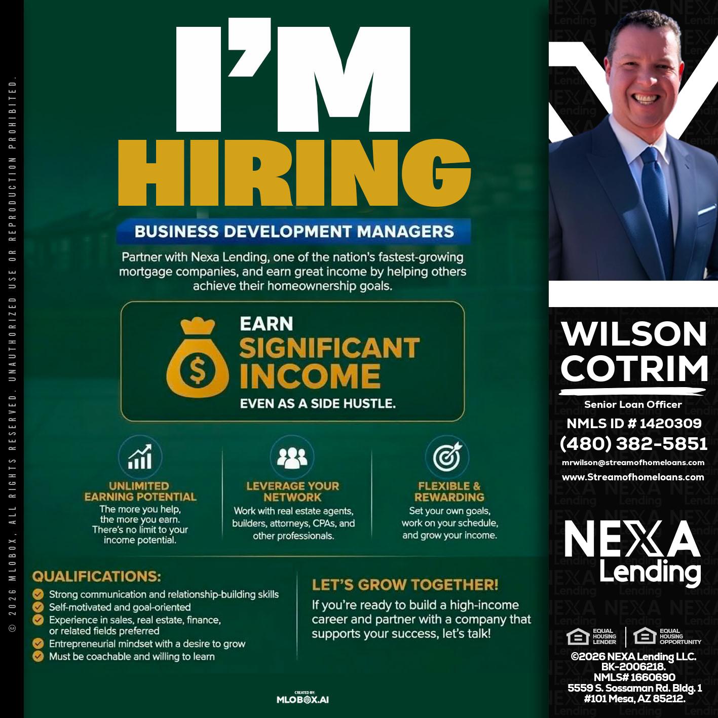 IM HIRING - Wilson Cotrim -Senior Loan Officer