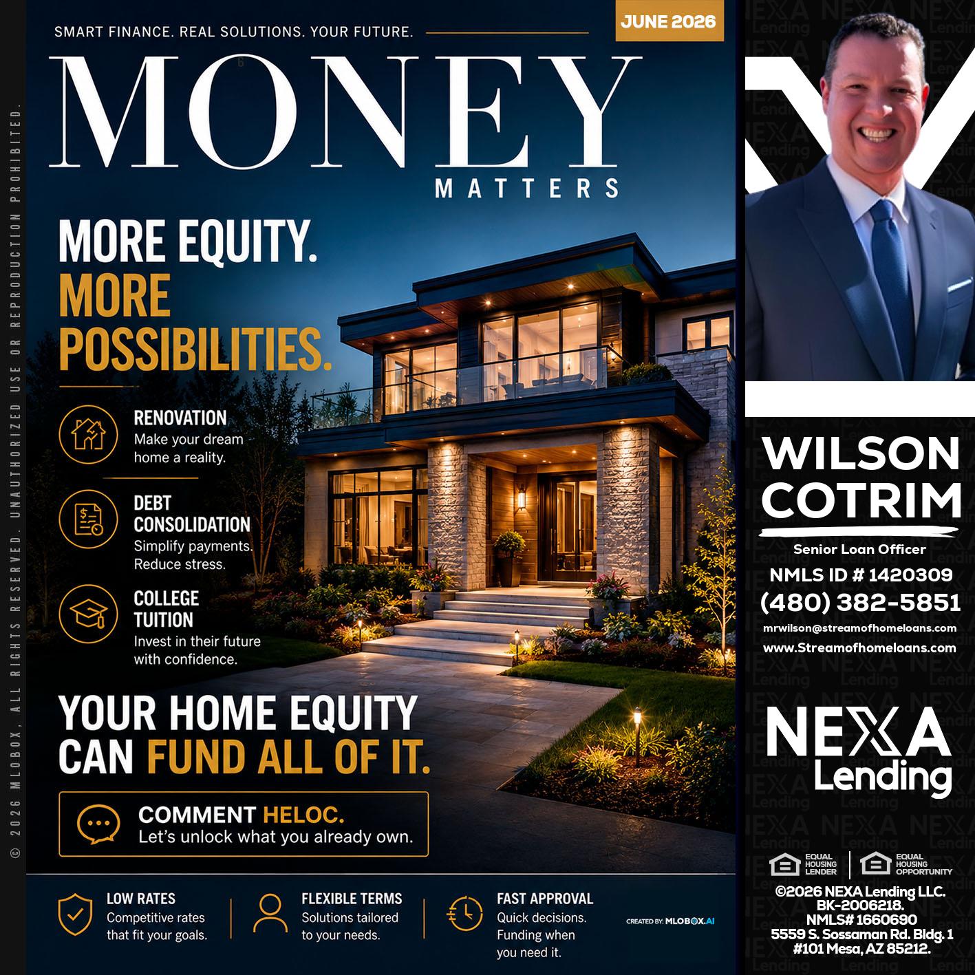 MONEY MATTERS - Wilson Cotrim -Senior Loan Officer